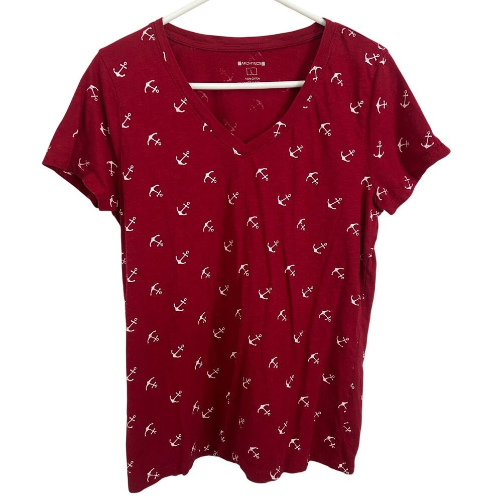Architect Red Anchor Print Tee Size Medium Short Sleeve T-Shirt